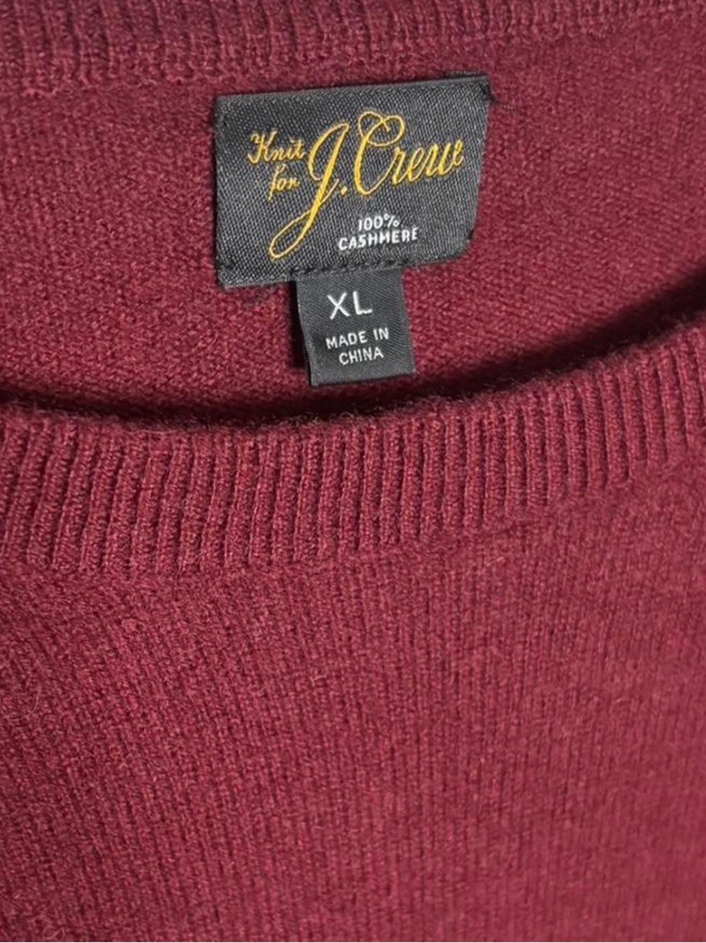 J.Crew Burgundy Cashmere Classic Fit Crewneck Sweater - Picture 3 of 4
